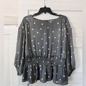 Pre-owned Ryegrass Blouse Grey Polka-Dot Size 1X